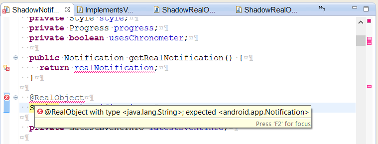 Example RealObject constraint violation