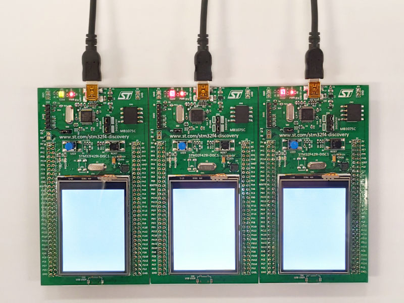 development boards connected via USB